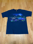 Vintage Habitat Loon Lake Double Sided Navy Blue Short Sleeve T Shirt Made In Usa