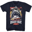 Jaws Bigger Boat Classic Navy Adult T shirt
