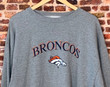Vintage 90s Denver Broncos Classic All Embroidered Pullover Crewneck Rare Made By Logo Athletic