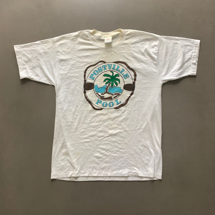 Vintage 1980s Postville Pool Palm Tree T shirt