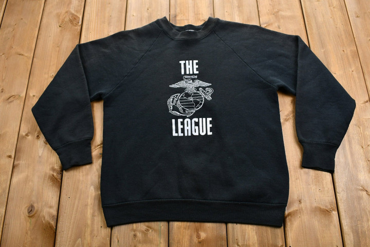 Vintage 1990s The League Graphic Crewneck  United States Corps  Vintage  American Sportswear  Pullover