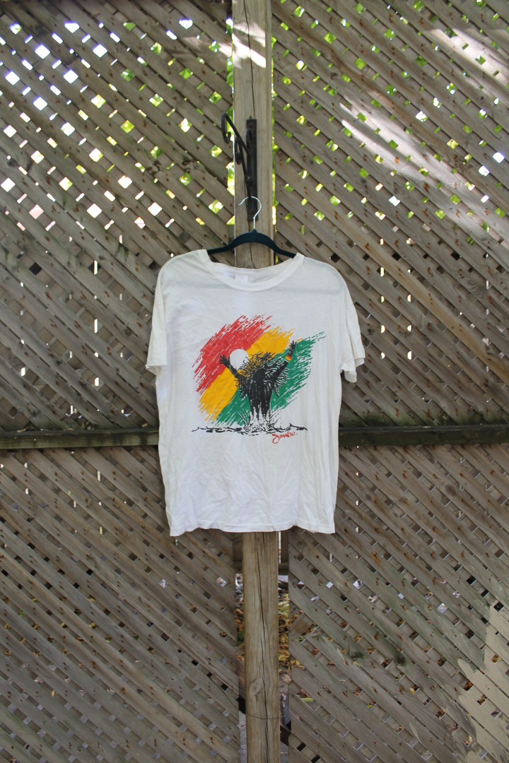 Vintage T shirt  Graphic  Rastafarian Colour  Rasta  80s  90s  Travel Tourist Tee