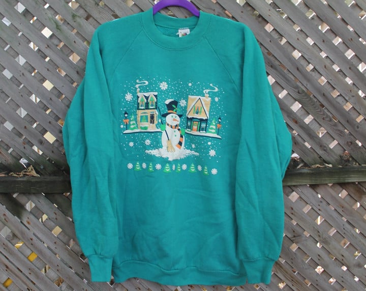 90s Crewneck  Vintage Crewneck  Winter Graphic  Frosty The Snowman  Christmas Sweater  Fruit Of The Loom  Made In Usa  90s Fashion