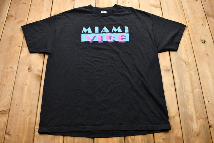 Vintage 1990s Miami Vice Graphic T shirt  Tv Movie  90s Streetwear  Retro Style  Promo Tee  Vintage Athleisure