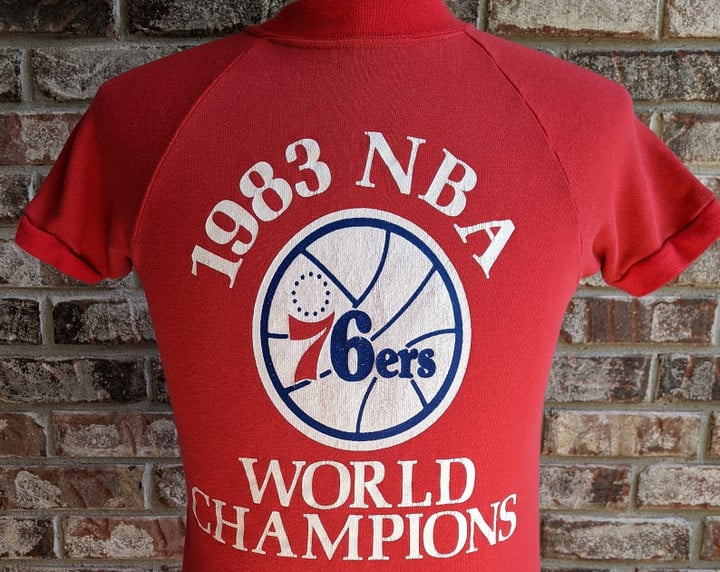 Vintage Philadelphia 76ers 1983 Nba World Champions  Short Sleeve  Xs    Sixers Champs