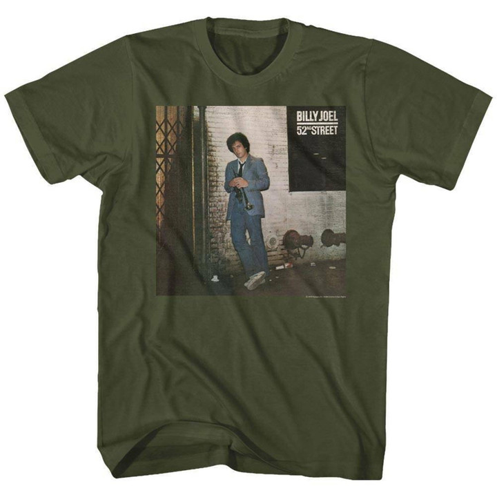 Billy Joel 52nd Street Military Green Adult T shirt
