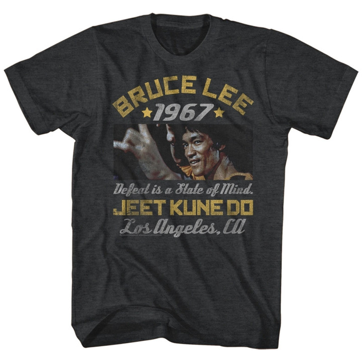 Bruce Lee Box Smirk Black Heather Adult T shirt