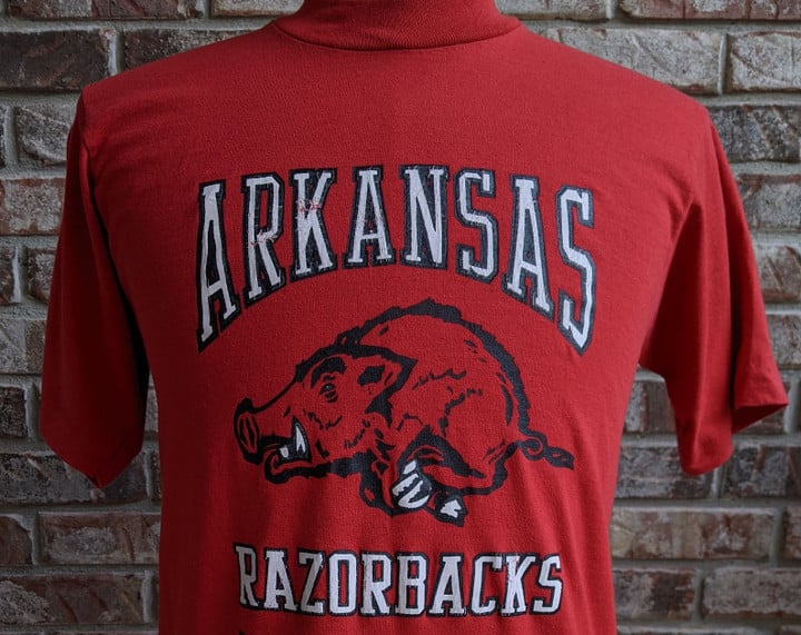 80s90s Vintage Arkansas Razorbacks T Shirt University  Screen Stars Best