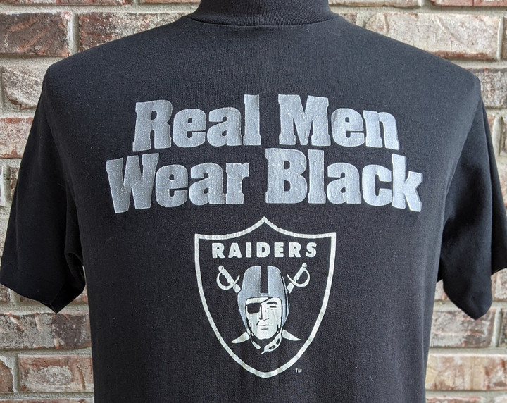 80s90s Vintage Los Angeles Raiders T Shirt  Real Wear Black Oakland La
