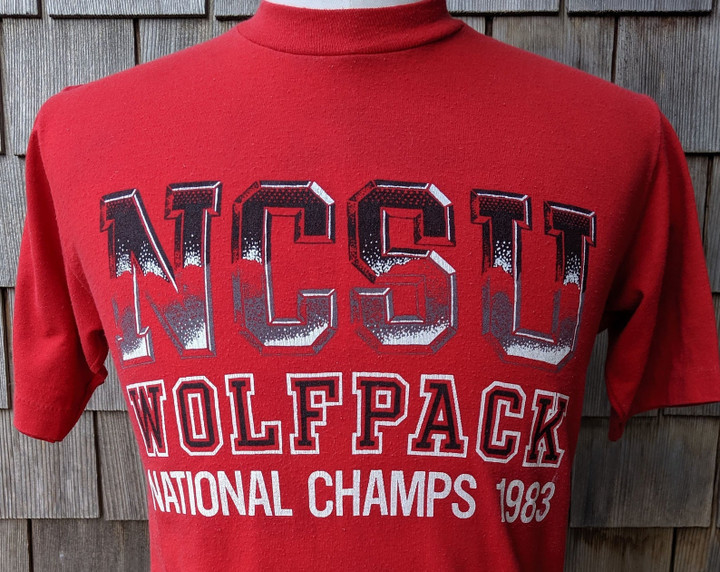 Rare Vintage Nc State Wolfpack 1983 National Champs T Shirt Basketball Final Four Champions  North Carolina Ncsu