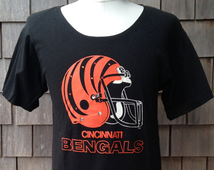 Rare 80s Vintage Deadstock Cincinnati Bengals Scoop Neck T Shirt New Old Stock Nfl Football