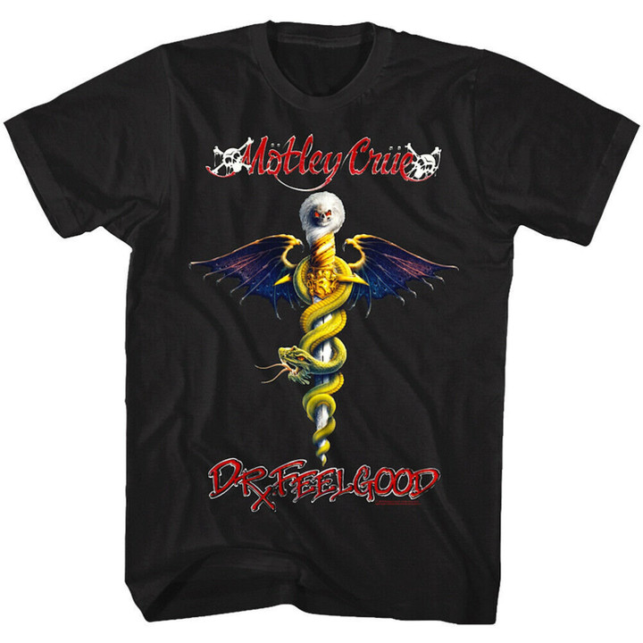 Motley Crue T shirt Dr Feelgood Album Black T Shirt Heavy Metal Vintage Band T Shirt Graphic Tees Gift For Him Boyfriend