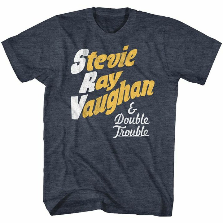 Stevie Ray Vaughan Notes Navy Heather Adult T shirt