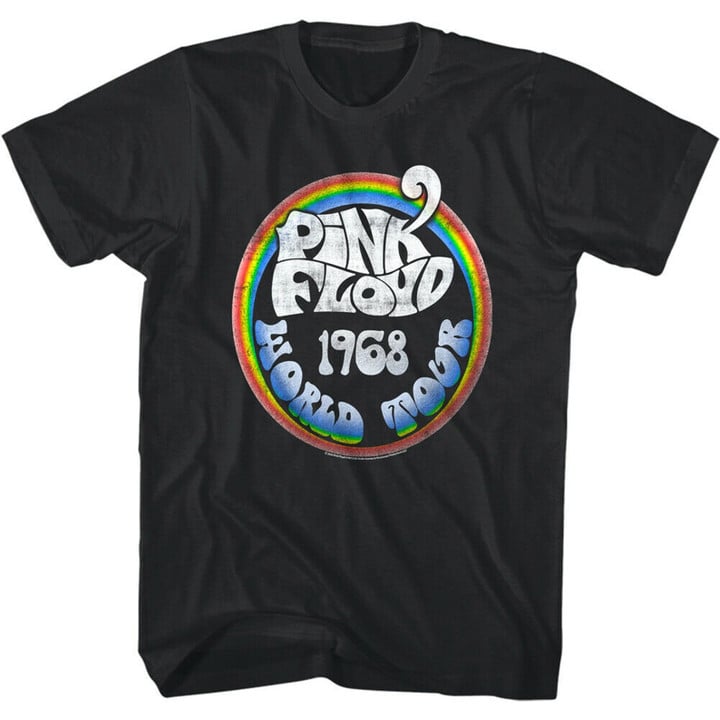 Pink Floyd T shirt Rainbow World Tour 1968 Black S Shirt Graphic Tees Vintage Rock T Shirt Gift For Him Birthday