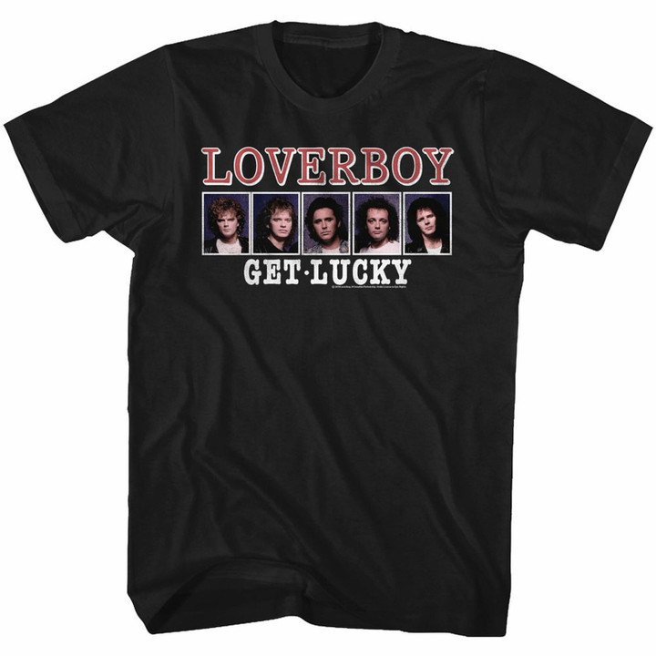 Loverboy Get Lucky Black Adult T shirt