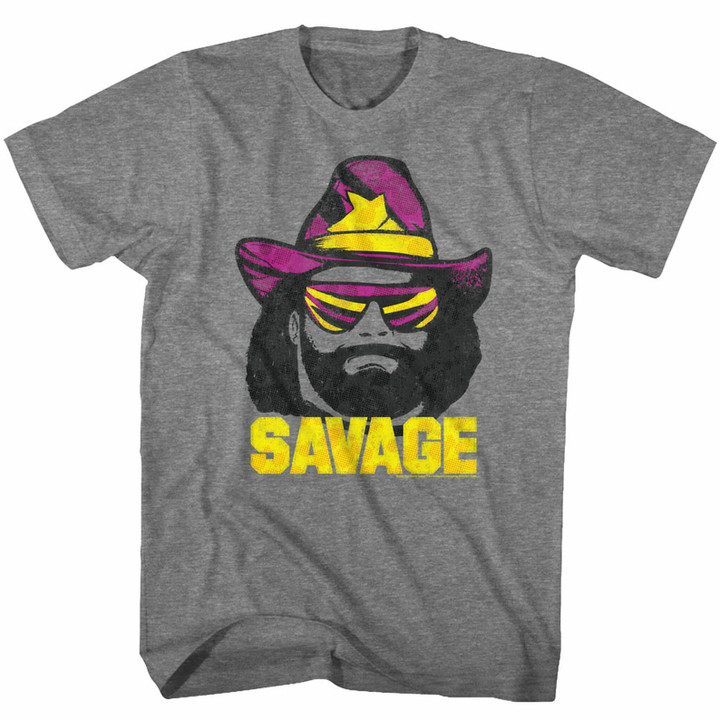 Macho Man Just Savage Graphite Heather Adult T shirt