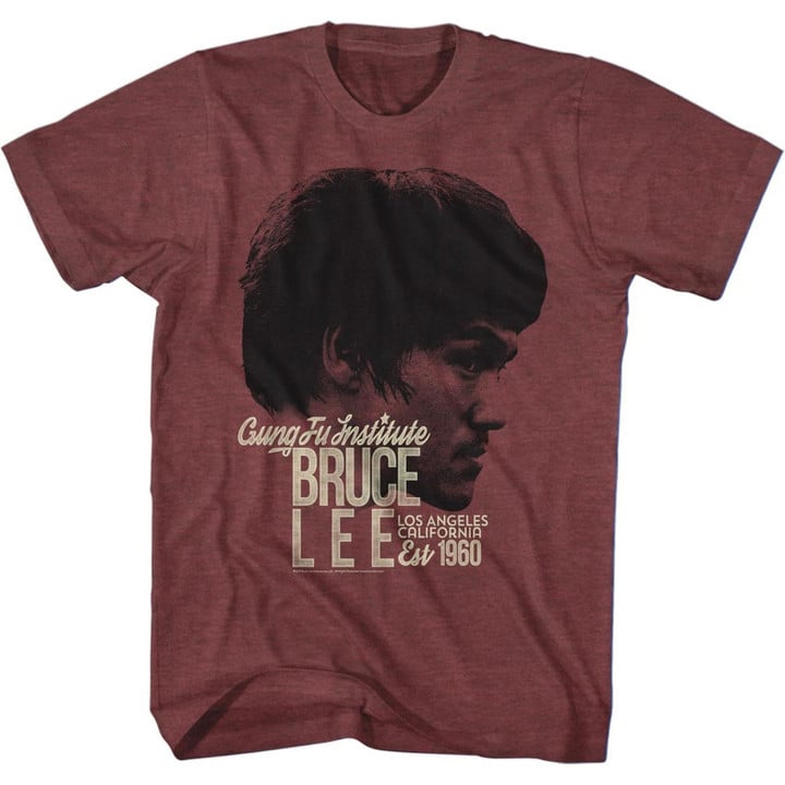 Bruce Lee Established 1960 Vintage Maroon Heather Adult T shirt