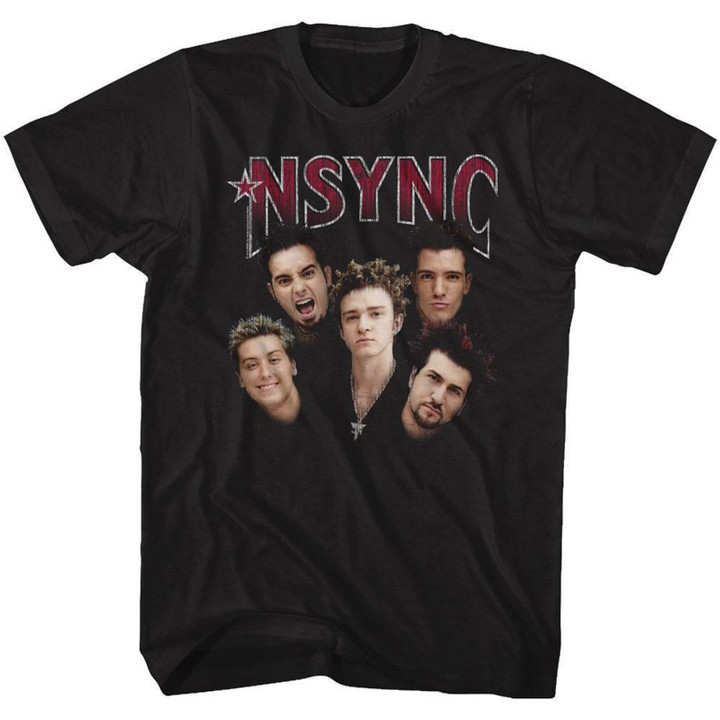 Nsync Group Shot Black Adult T shirt