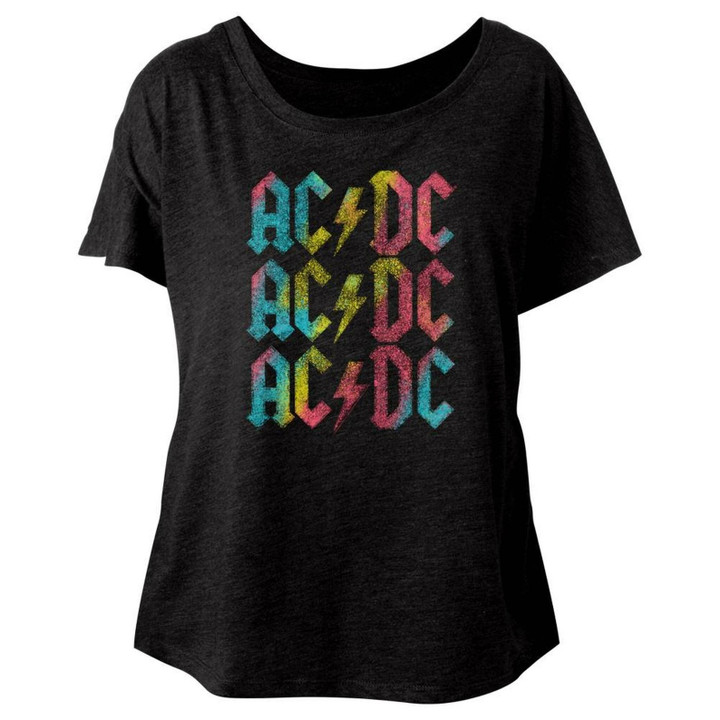 Acdc Multicolor Vintage Black Dolman T shirt