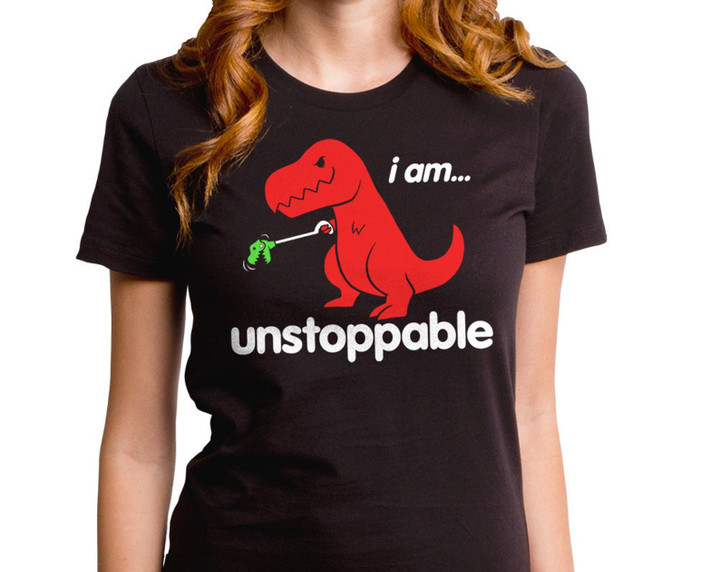 Unstoppable Girls T shirt Gt3300 102blk Funny Dinosaurs Toy Grabber T Rex Dino Red Dino Prehistoric Geeky Fun Happy