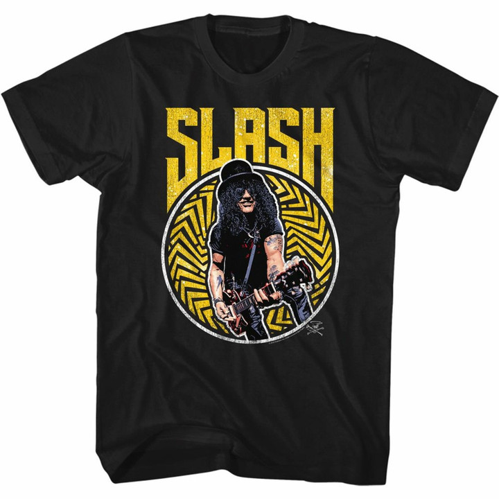 Slash Guns N Roses Bold N Yellow Black Adult T shirt
