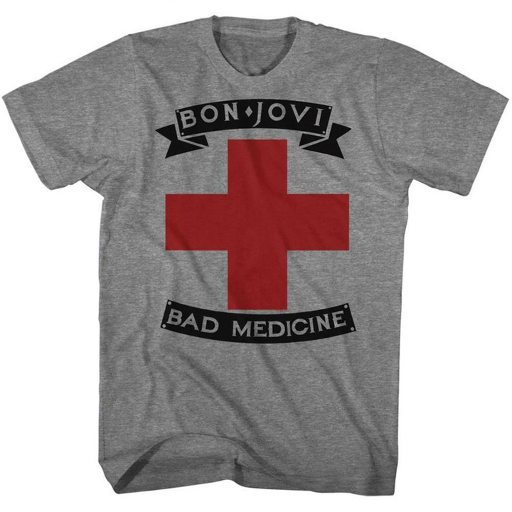 Bon Jovi Bad Medicine Heather Adult T shirt