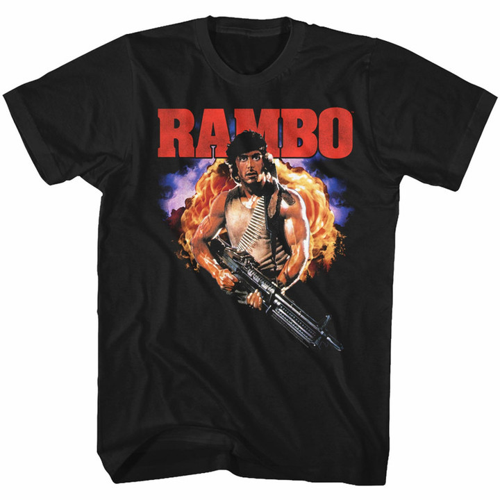 Rambo Explode Black Adult T shirt