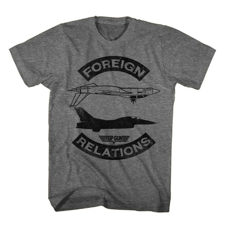 Top Gun Foreign Relations Graphite Heather Adult T shirt