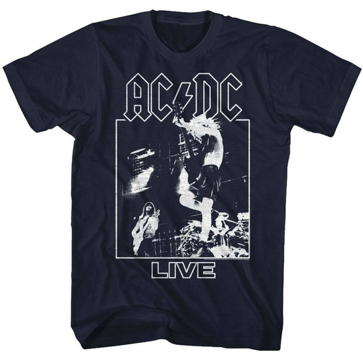 Acdc Live Navy Adult T shirt