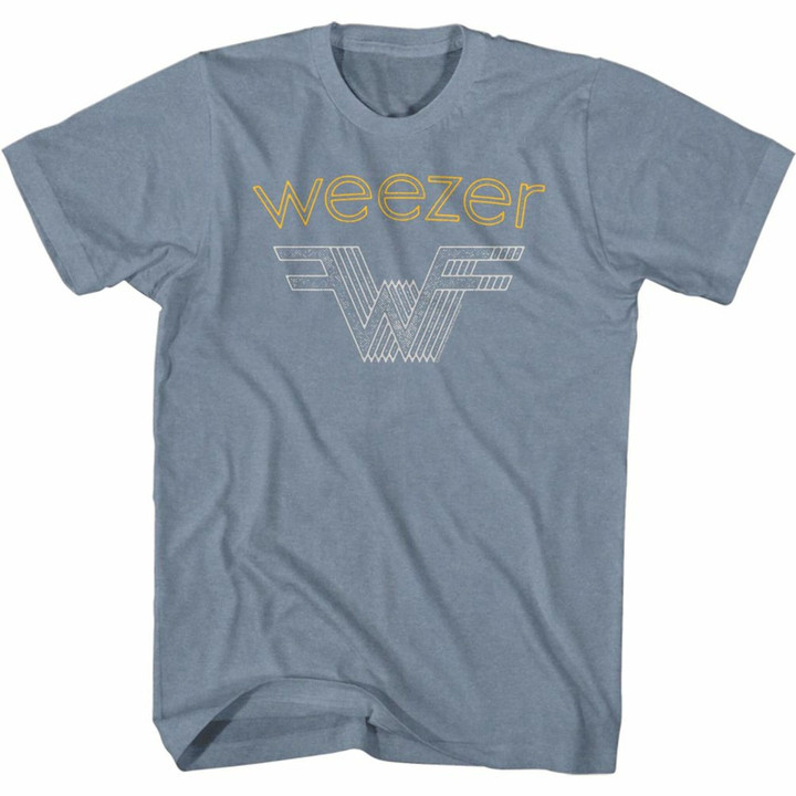 Weezer Stacked Weezer Indigo Heather Adult Ss T shirt