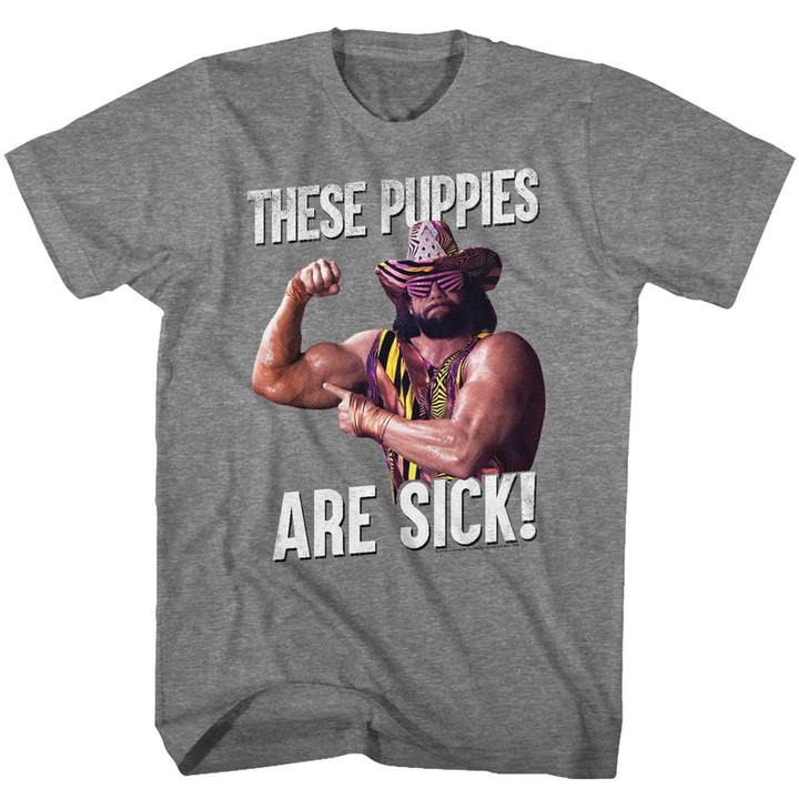 Macho Man These Puppies Graphite Heather Adult T shirt