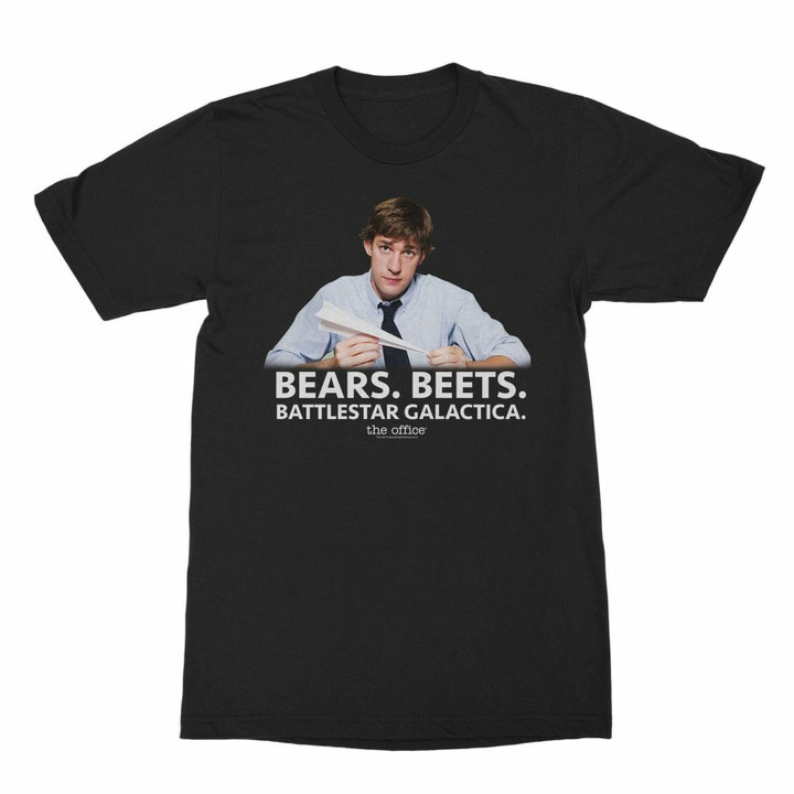 The Office Jim Bears Beats Battlestar Galactica Black Adult T shirt Tv Show