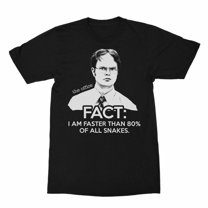 The Office Dwight Faster Than Snakes Black Adult T shirt Tv Show