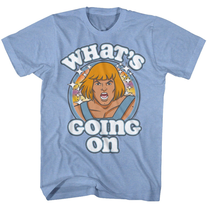 Masters Of The Universe Whats Going On Light Blue Heather Adult T shirt