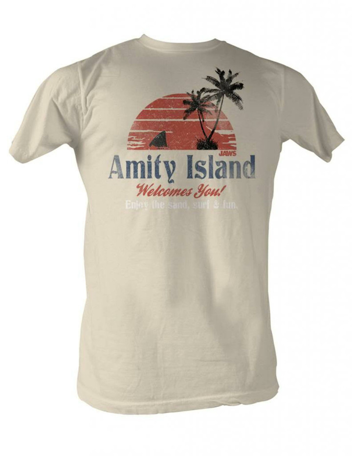 Jaws Amity Island Natural Adult T shirt