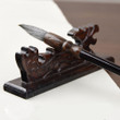 1pcs Chinese Retro Wooden Paint Brush Pen Holder Dragon shape Wood Carving Pen Rest Office Home Supplies
