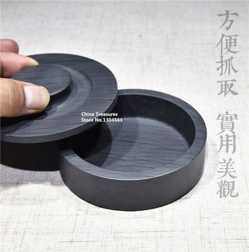 Chinese She Inkstone Hand Carving Inkslab for Calligraphy Ink stone student Inkwell with cover Ink Well Grinding Ink-well