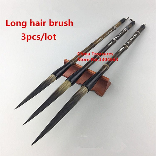 3pcs/lot Chinese Calligraphy Brush Chinese Painting Brush Pen Chinese Ink Brush Long Hair Writing Brush Pen Mo Bi Bear Hair