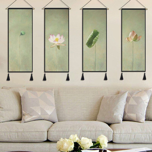 45cm*120cm Chinese Style Painting Scroll lotus Flower Cloth Material Wall Hanging Picture