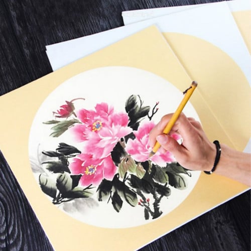 Children Painting Cards Papel Arroz 10pcs Raw Xuan Paper Lens Card 33*33cm Chinese Ink Painting Calligraphy Half Ripe Rice Paper