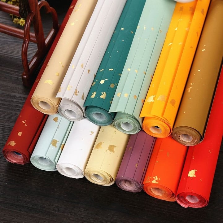 10sheets/lot,32*180cm,Chinese Colorful Rice Paper Batik Chinese Calligraphy Paper Xuan Zhi Glitter Rice Paper