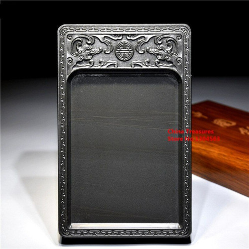 2 Dragon Play with a Pearl Chinese Inkstone for Grinding Ink Made of Natural Stone Paint Plate Ink Slab Ink Stone Yan Tai