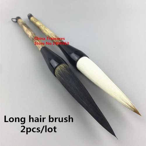 2pcs/lot Long Hair Chinese Calligraphy Brush Chinese Painting Brush Pen Chinese Ink Brush Writing Brush Pen Mo Bi Bear Hair