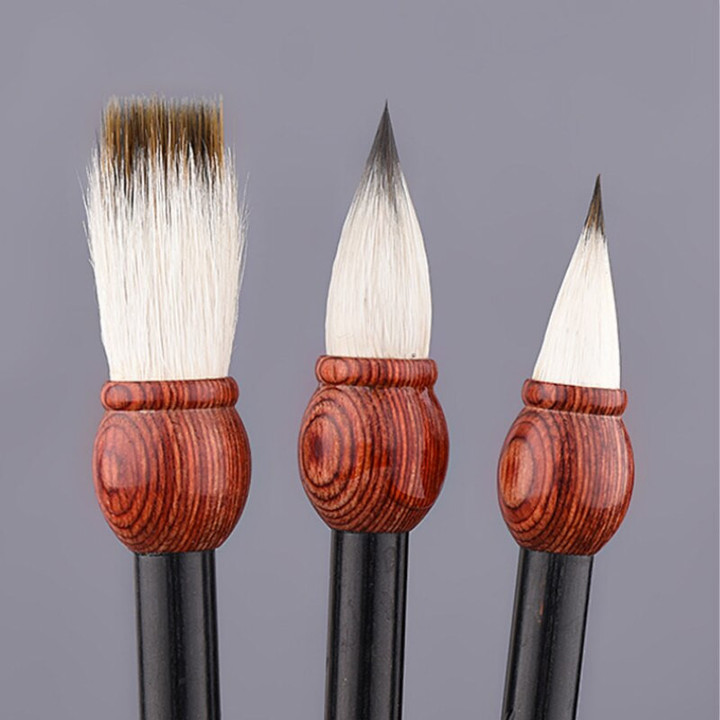 3pcs/set Chinese Calligraphy Brush Woolen&purple Rabbit Hair Chinese Painting Brushes Adult Calligraphy Painting Practice Brush