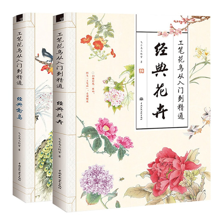 2 Books /set Meticulous Flowers and Birds from entry to master Beginner Chinese painting basics book