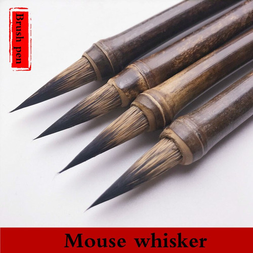 Caligrafia Calligraphy Brushes Chinese Retro Bamboo Mouse Whisker Brush Pen for Small Regular Scrip Tinta China Huzhou Ink Pen
