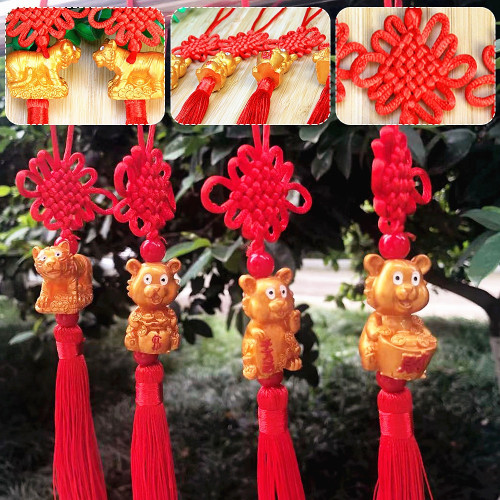 New 2022 Chinese New Year Hanging Decor Red Chinese Knot Hassel Year of the Tiger Lucky Charm Spring Festival Home Decoration【LIMITED 1】