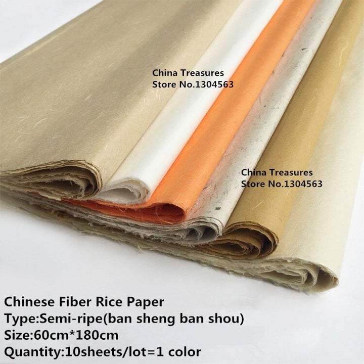 10sheets/lot,60cm*180cm Chinese Rice Paper Younlong Fiber Paper Chinese Calligraphy Writing Paper Sumi-e Xuan Painting Supply