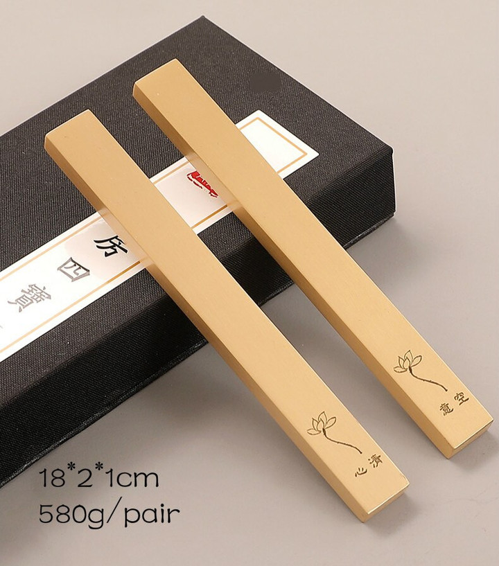 Brass Paper Weight High Grade Metal Paperweights 2pcs Portable Creative Chinese Calligraphy Pen Ink Painting Rice Paper Pressing