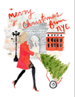 Holiday Christmas Cards: Tree Toting in NYC { Fashion Christmas Card }